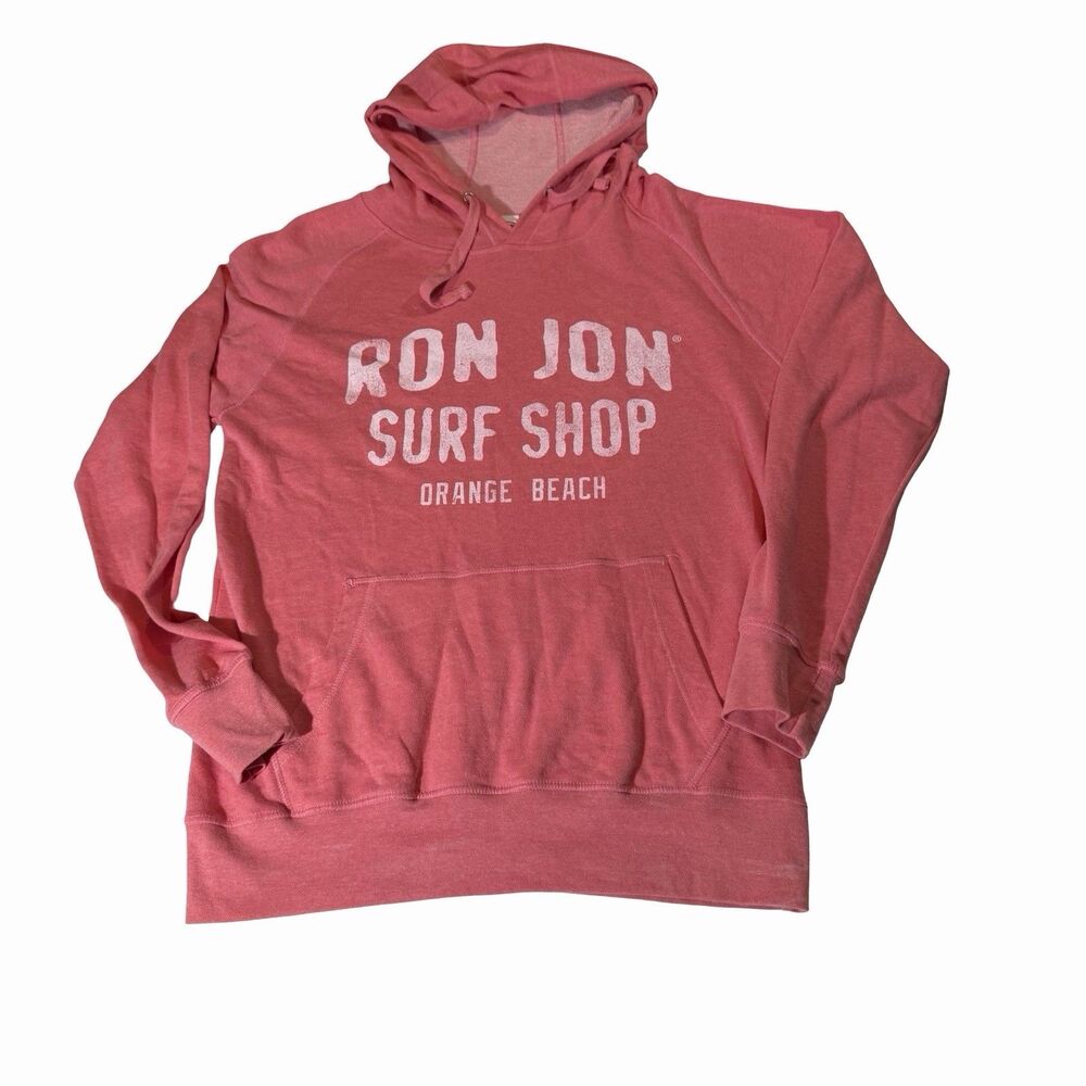 Ron Jon Surf Shop Women's Medium Pink Hoodie Sweatshirt Orange Beach Long Sleeve